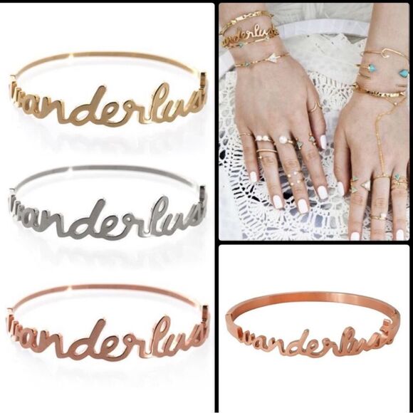 NWT WANDERLUST + CO, “Wanderlust” SILVER Bangle Bracelet - Picture 5 of 8